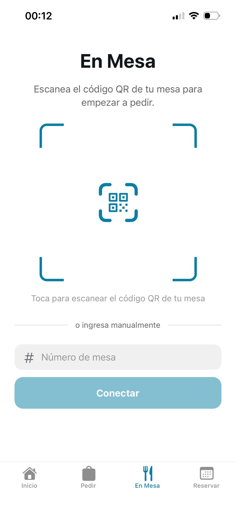 Pedido en mesa con código QR